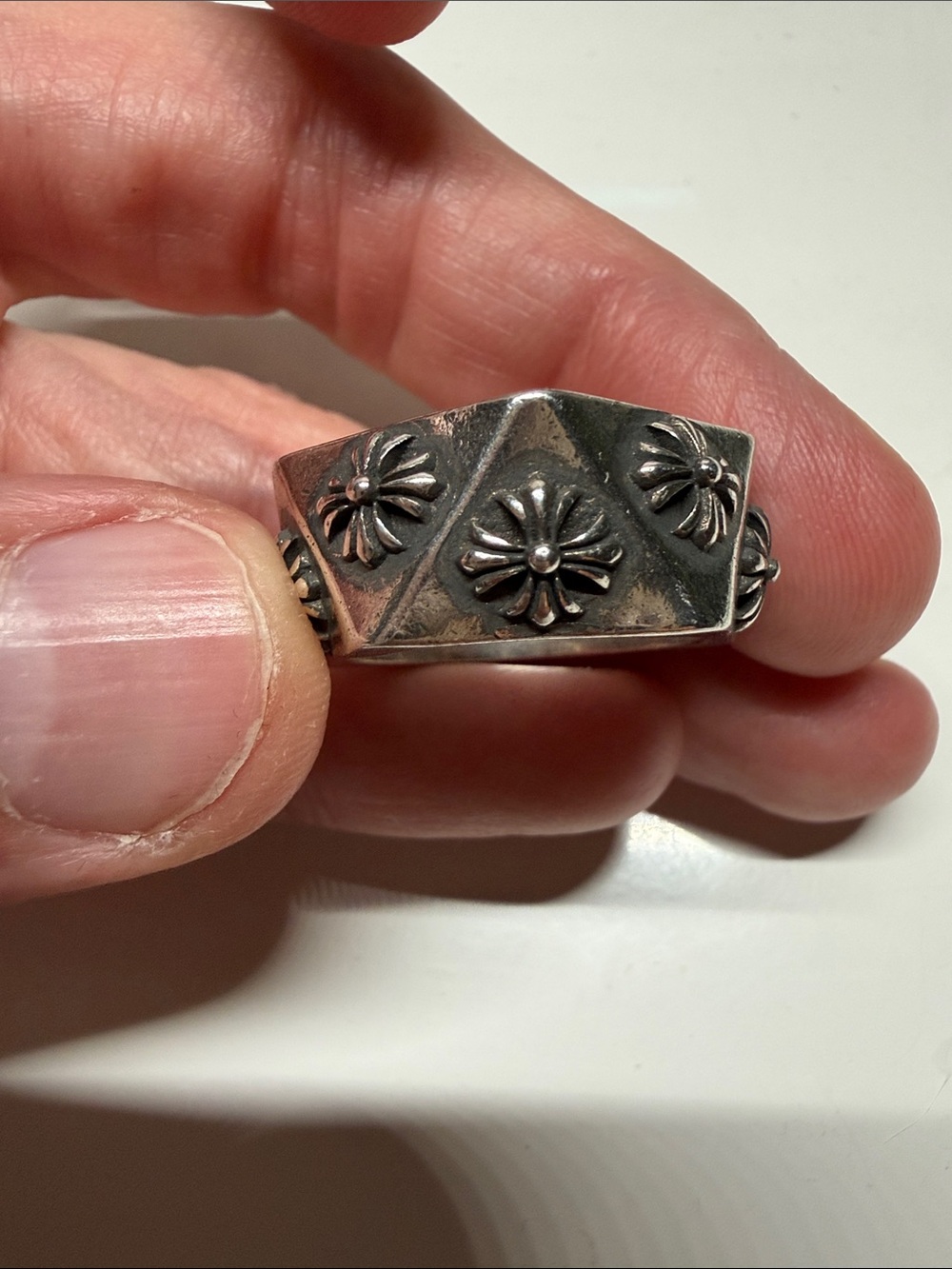Chrome Hearts Silver Floral Shield Band